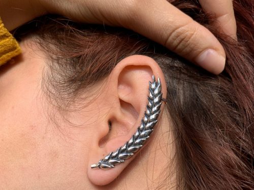 Stud Cuff Earrings Wheat Spike Sterling Silver 925