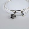 Silver Bangle Bracelet with Charms, Angel Charm Rigid Bracelet Sterling Silver 925