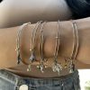 Silver Bangle Bracelet with Charms, Angel Charm Rigid Bracelet Sterling Silver 925
