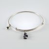 Silver Bangle Bracelet with Charms, Angel Charm Rigid Bracelet Sterling Silver 925