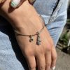 Silver Bangle Bracelet with Charms, Angel Charm Rigid Bracelet Sterling Silver 925