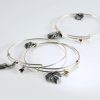 Silver Bangle Bracelet with Charms, Angel Charm Rigid Bracelet Sterling Silver 925