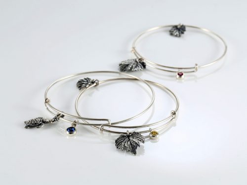 Silver Bangle Bracelet with Charms, Angel Charm Rigid Bracelet Sterling Silver 925