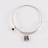 Silver Bangle Bracelet with Charms, Angel Charm Rigid Bracelet Sterling Silver 925