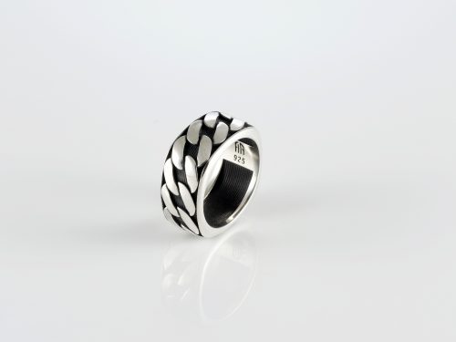 Men's Band Ring Chain Sterling Silver 925