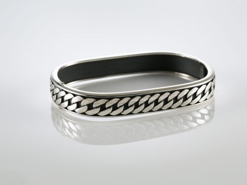 Rigid Men's Bracelet Chain Sterling Silver 925, Massive Brutalist Bracelet