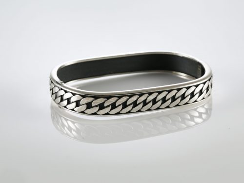 Rigid Men's Bracelet Chain Sterling Silver 925, Massive Brutalist Bracelet