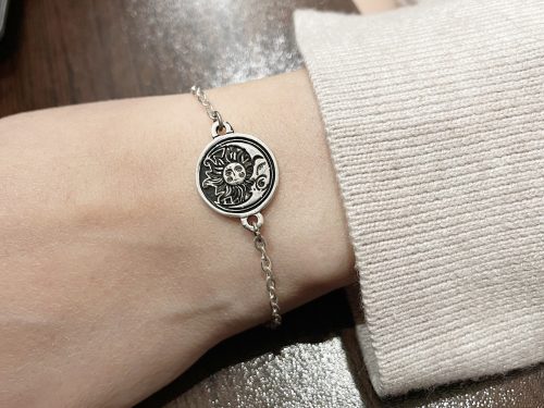 Sun and Moon Bracelet Sterling Silver 925, Day / Night Bracelet, Yin Yang Celestial Zodiac Mystic Charm Bracelet, Gift for Her