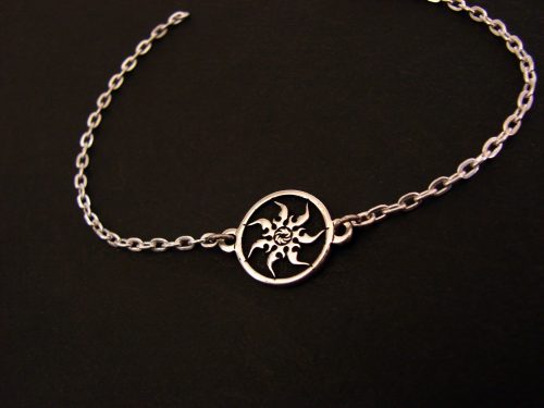 Bracelet Sun and Wheel of Eternity, Sterling Silver 925, Silver Charm Bracelet
