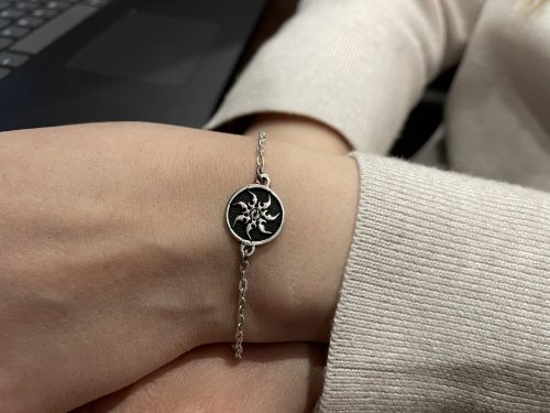 Bracelet Sun and Wheel of Eternity, Sterling Silver 925, Silver Charm Bracelet