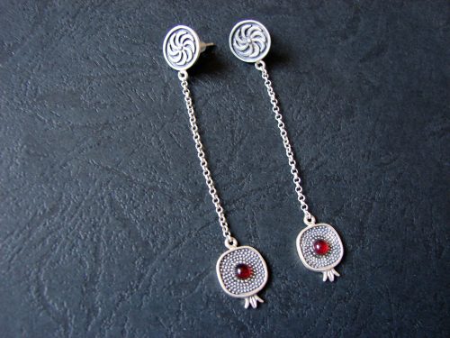 Long Earrings Pomegranate and Wheel of Eternity