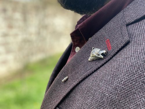 Lapel Pin Brooch Bear Sterling Silver 925 for Men, Costume Accessories