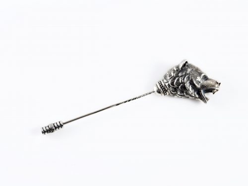 Lapel Pin Brooch Bear Sterling Silver 925 for Men, Costume Accessories