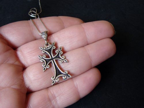 Christening Gift Silver Armenian Cross Khachqar Ornament
