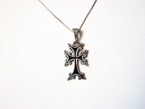 Christening Gift Silver Armenian Cross Khachqar Ornament