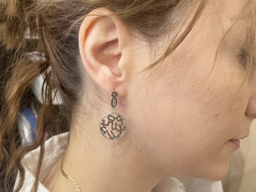 Round Earrings Armenian Letters Sterling Silver 925, Hook Drop Earrings, Armenian Jewelry, Armenian Alphabet