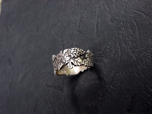 Ring Grapes Sterling Silver 925, Band Adjustable Ring Grapes, Set with Long Dangle Earrings