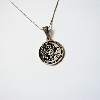Sun and Moon Pendant Sterling Silver 925, Day / Night Pendant, Yin Yang Celestial Zodiac Mystic Necklace